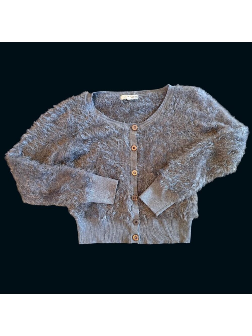 Rewind Eyelash Knit Fuzzy Fairygrunge Button-Front Cropped Cardigan XL